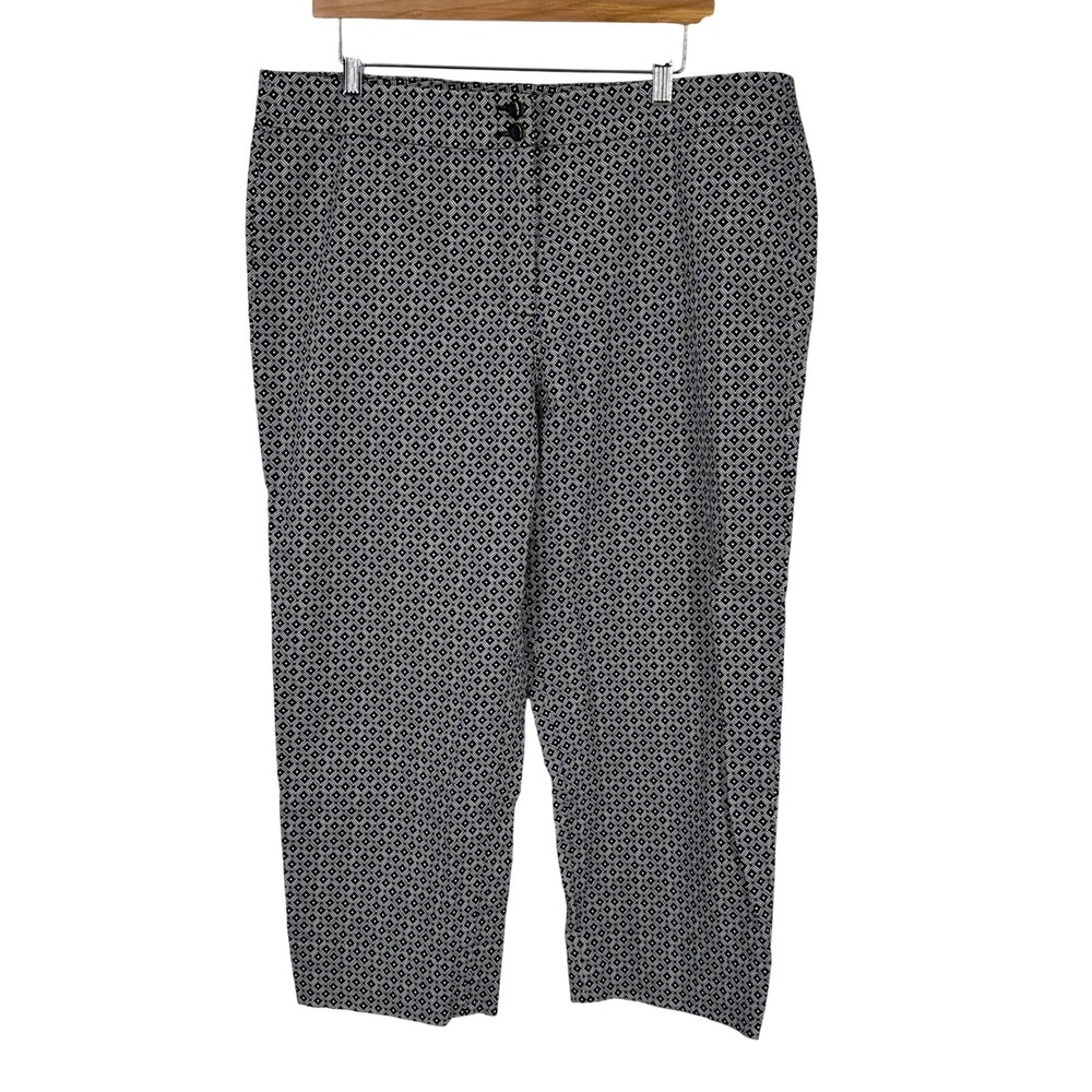 Talbots Black White Geometric Print Cropped Pants Size 16 - Picture 1 of 10